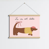 French Dog Wall Art, Girls Room Decor