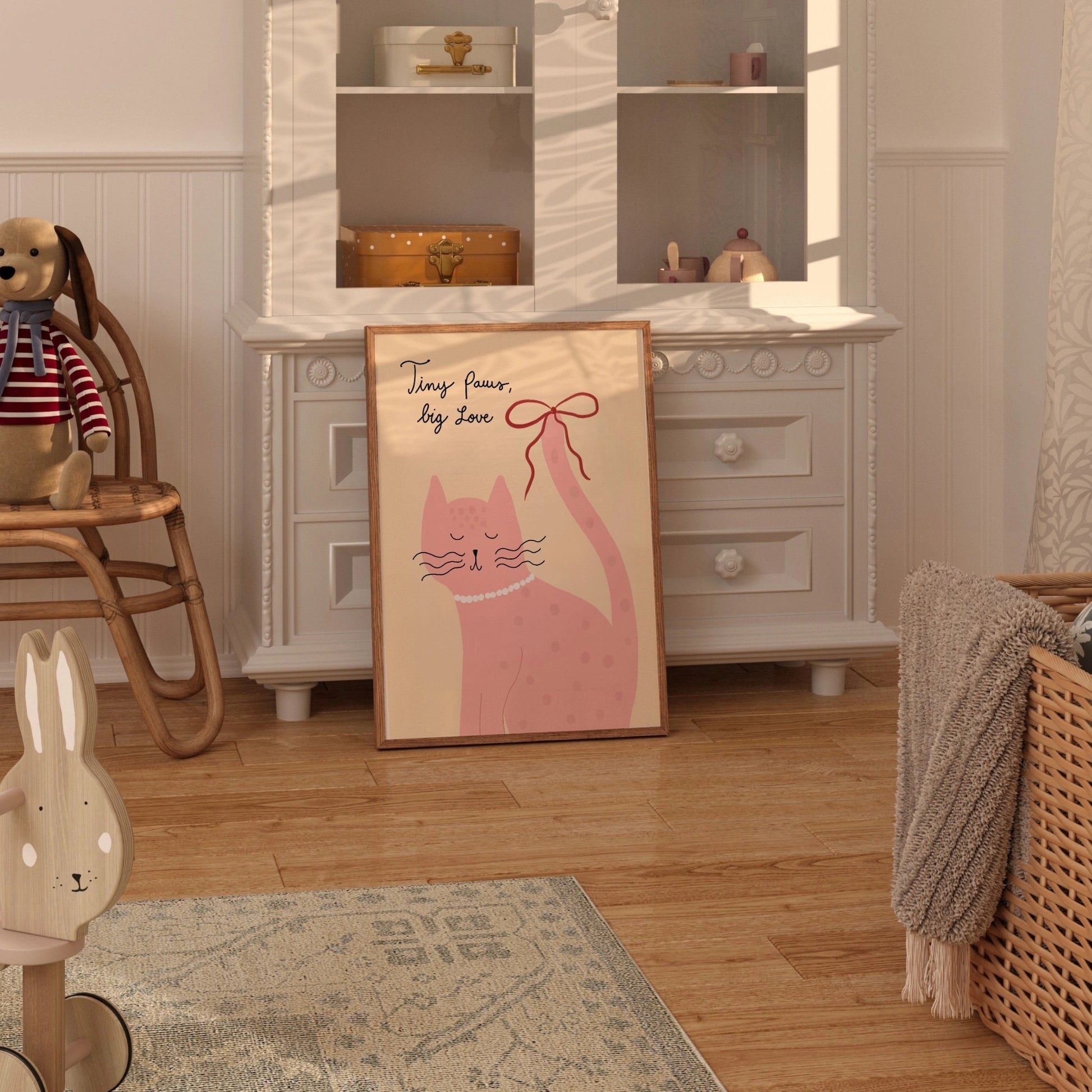 Affiche pour chambre d'enfant Chat Rose