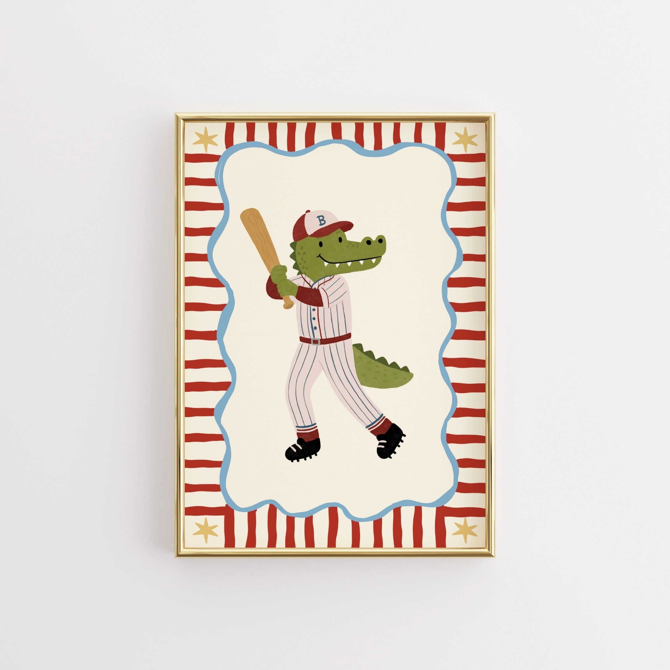 Baseball Crocodile Nursery Print