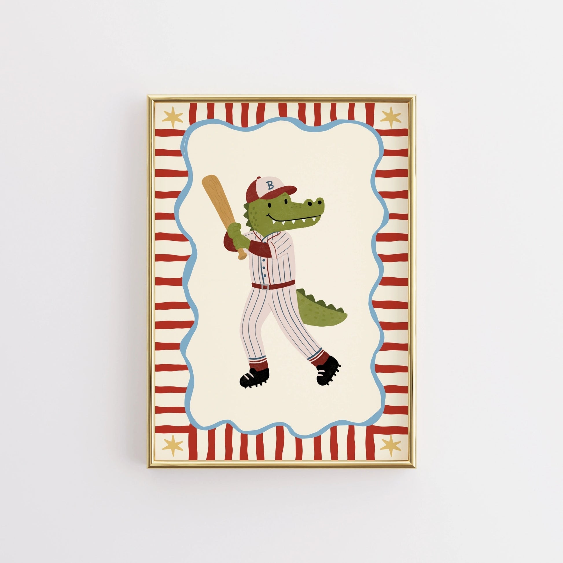 Baseball Crocodile Nursery Print