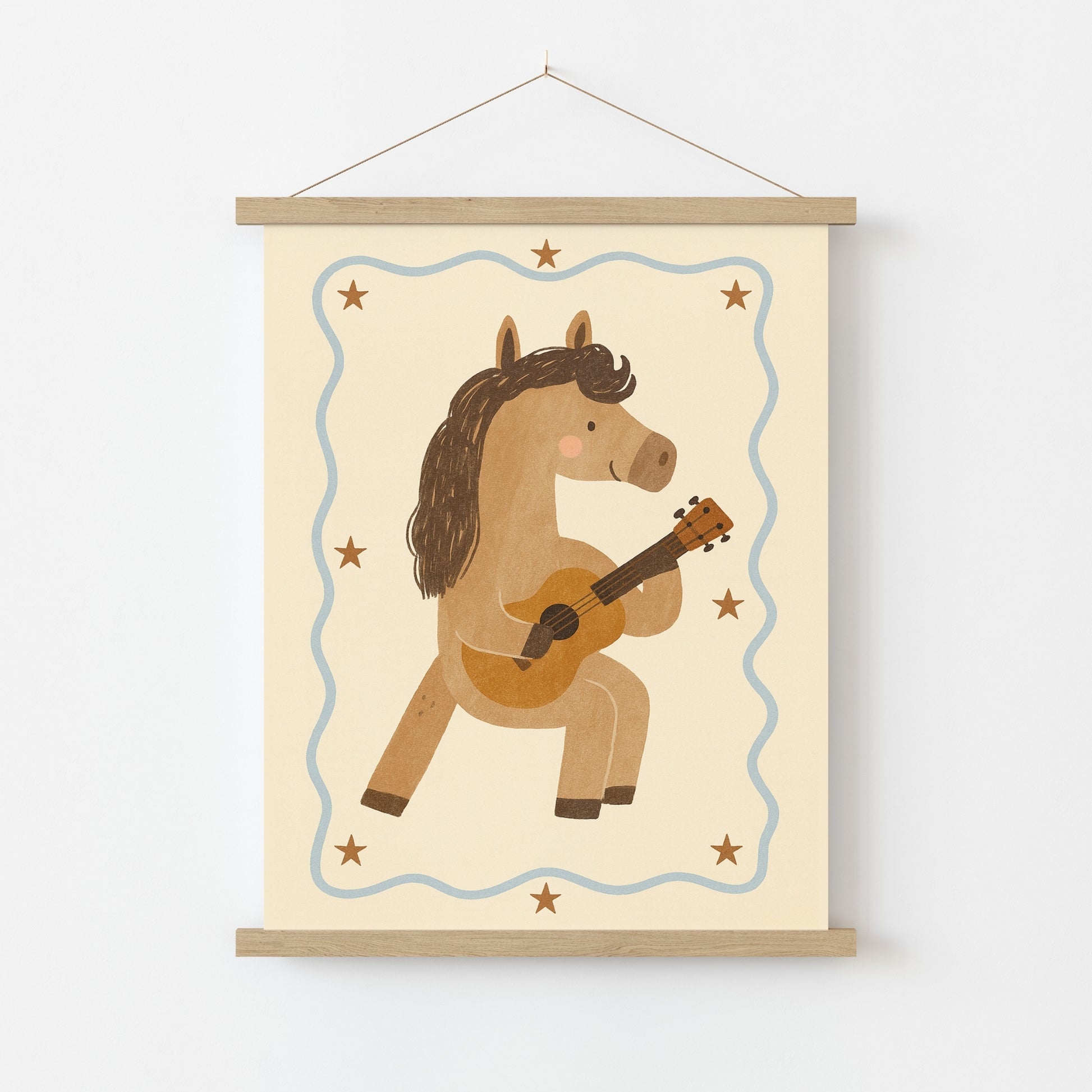 Affiche Chambre Enfant Cheval Jouant de la Guitare, Décoration Chambre Garçon