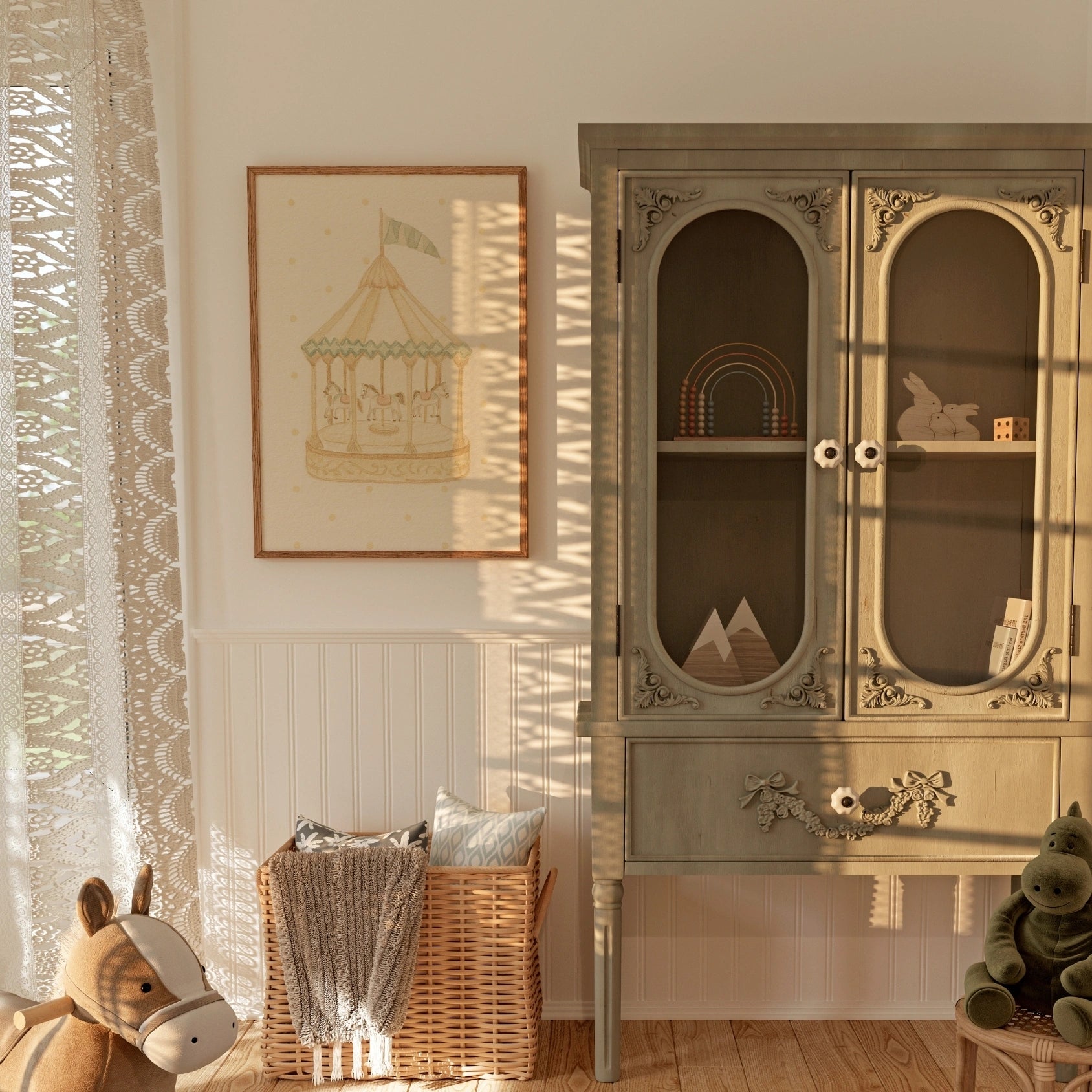 Stampa vintage per bambini con giostra