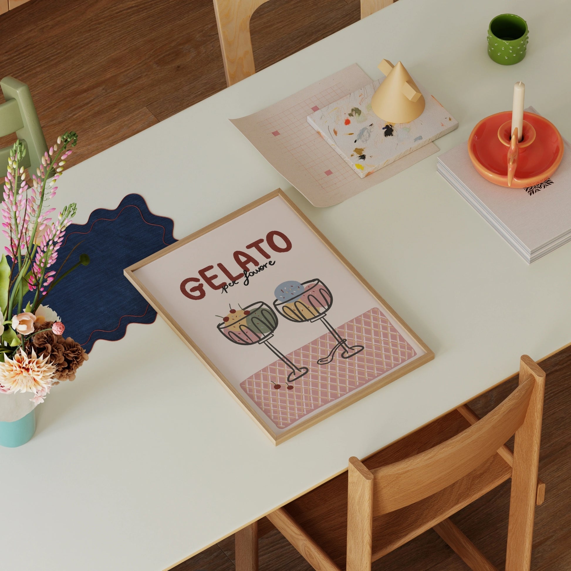 Decorazione illustrata con gelato