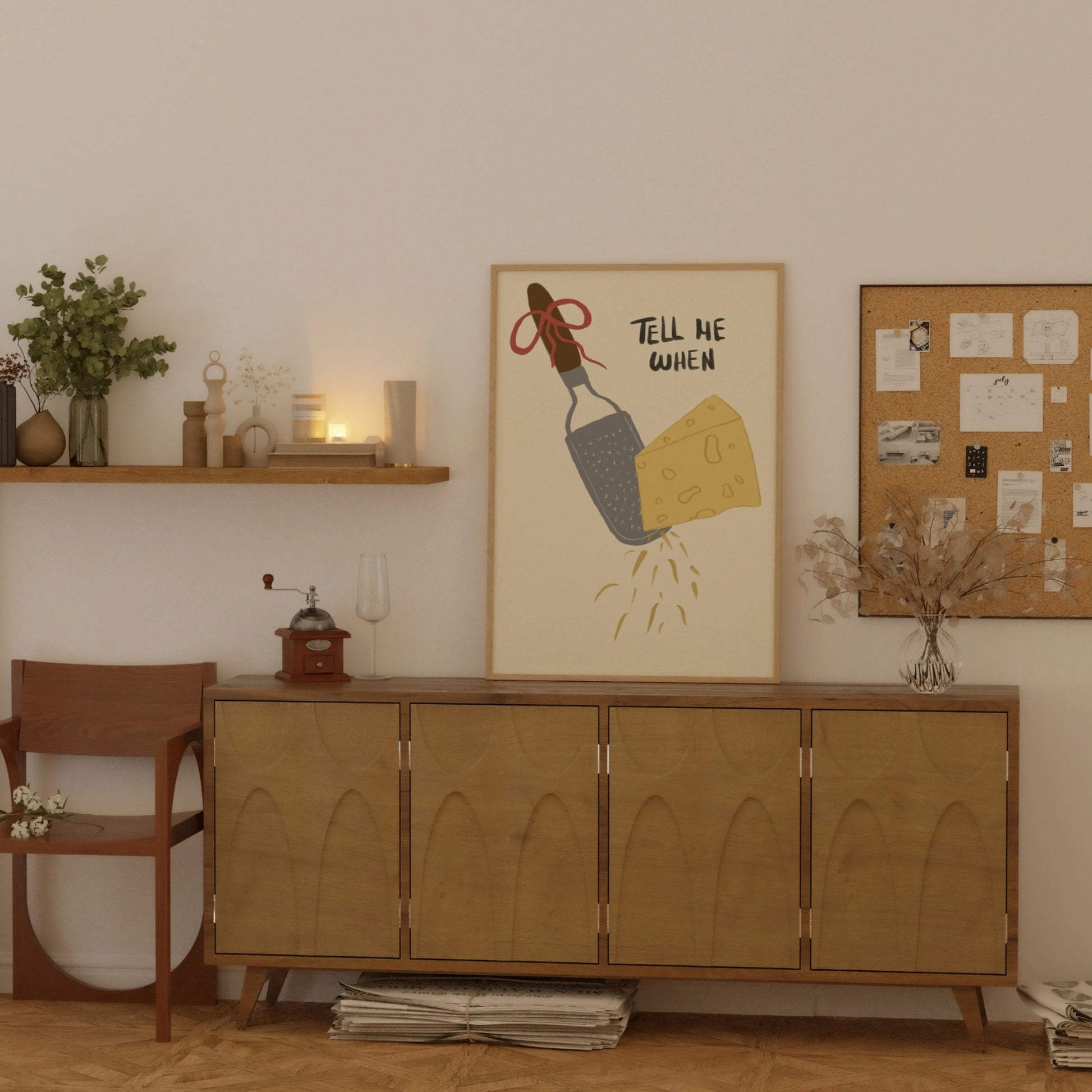 Decorazione murale per la tavola da pranzo italiana – Stampa di pasta, vino e cucina