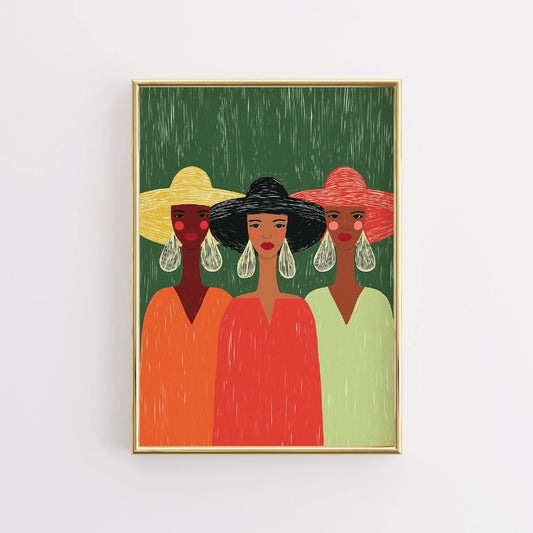 Sisterhood Wall Art – Bold Female Portrait Trio Print