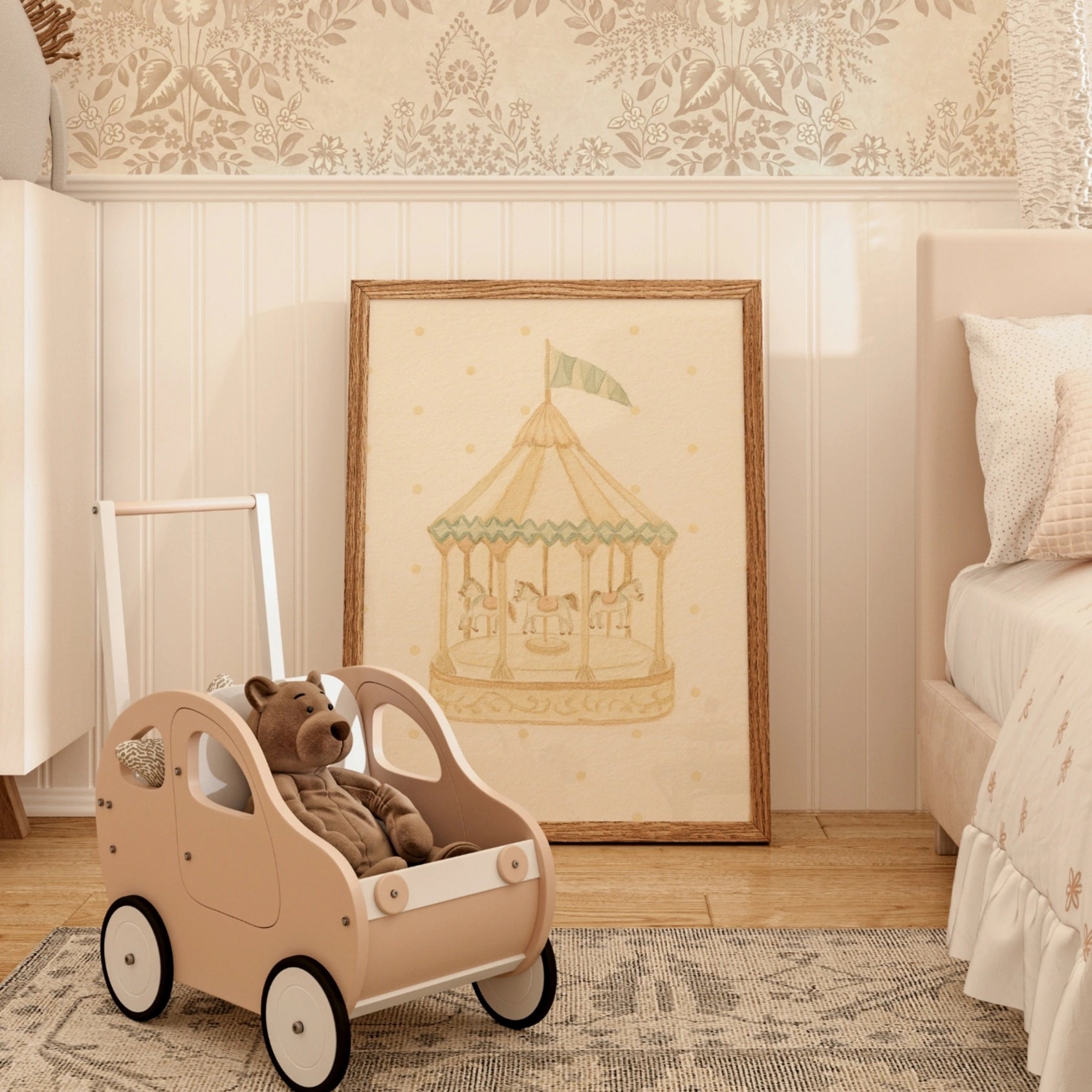 Stampa vintage per bambini con giostra