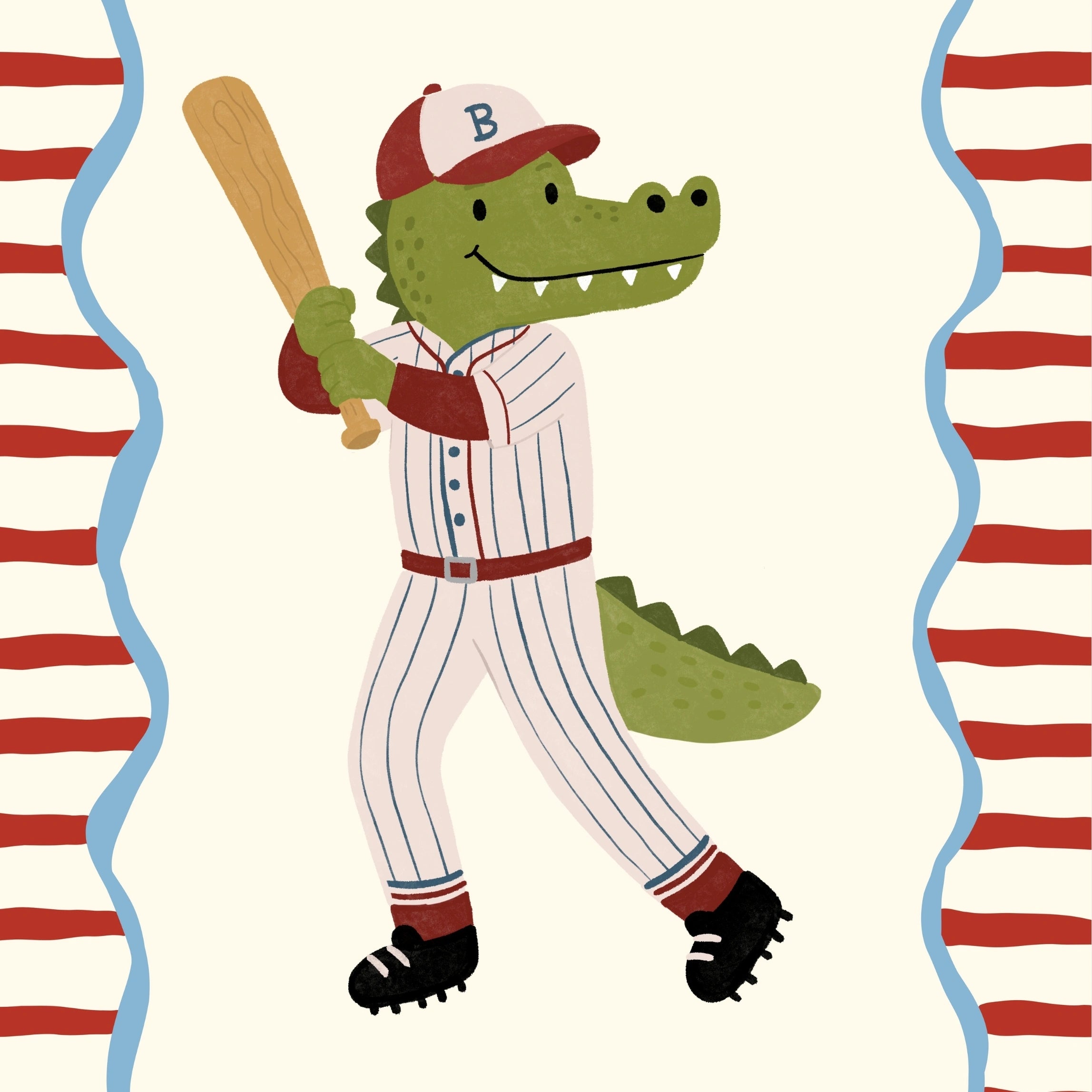 Baseball Crocodile Nursery Print