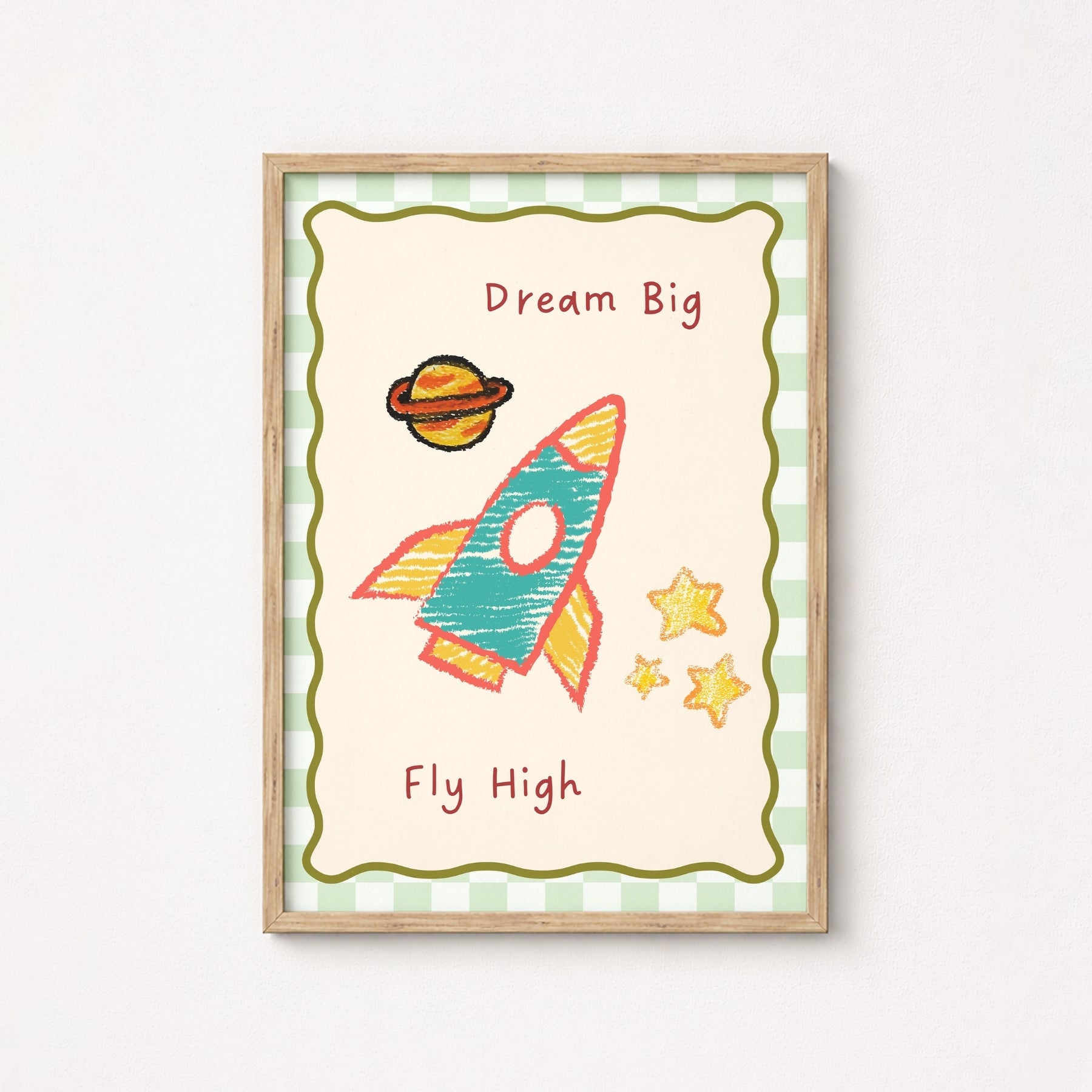 Rocket Nursery Print - Dream Big Fly High Wall Art