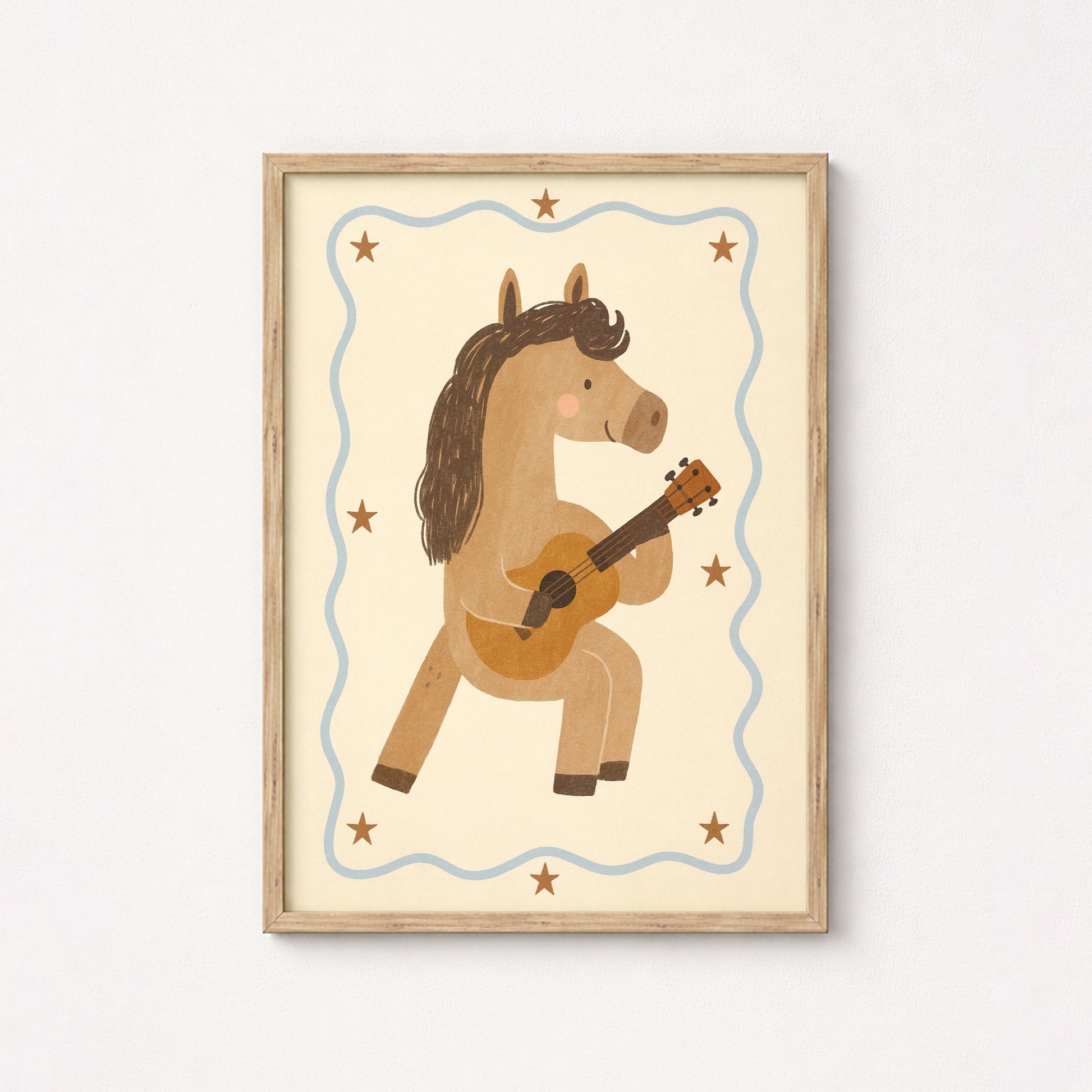 Affiche Chambre Enfant Cheval Jouant de la Guitare, Décoration Chambre Garçon