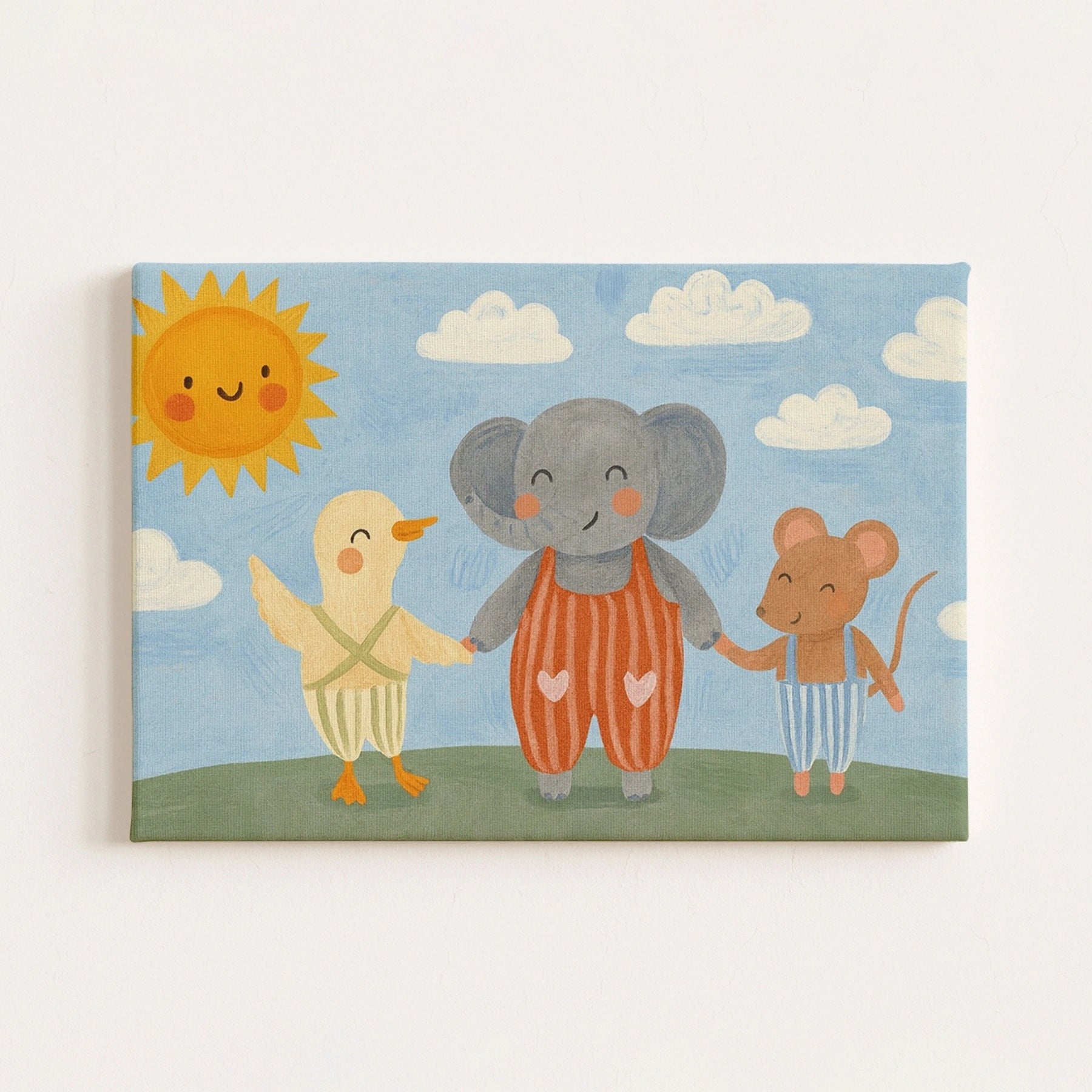 Elephant Duck and Mouse Nursery Canvas Print