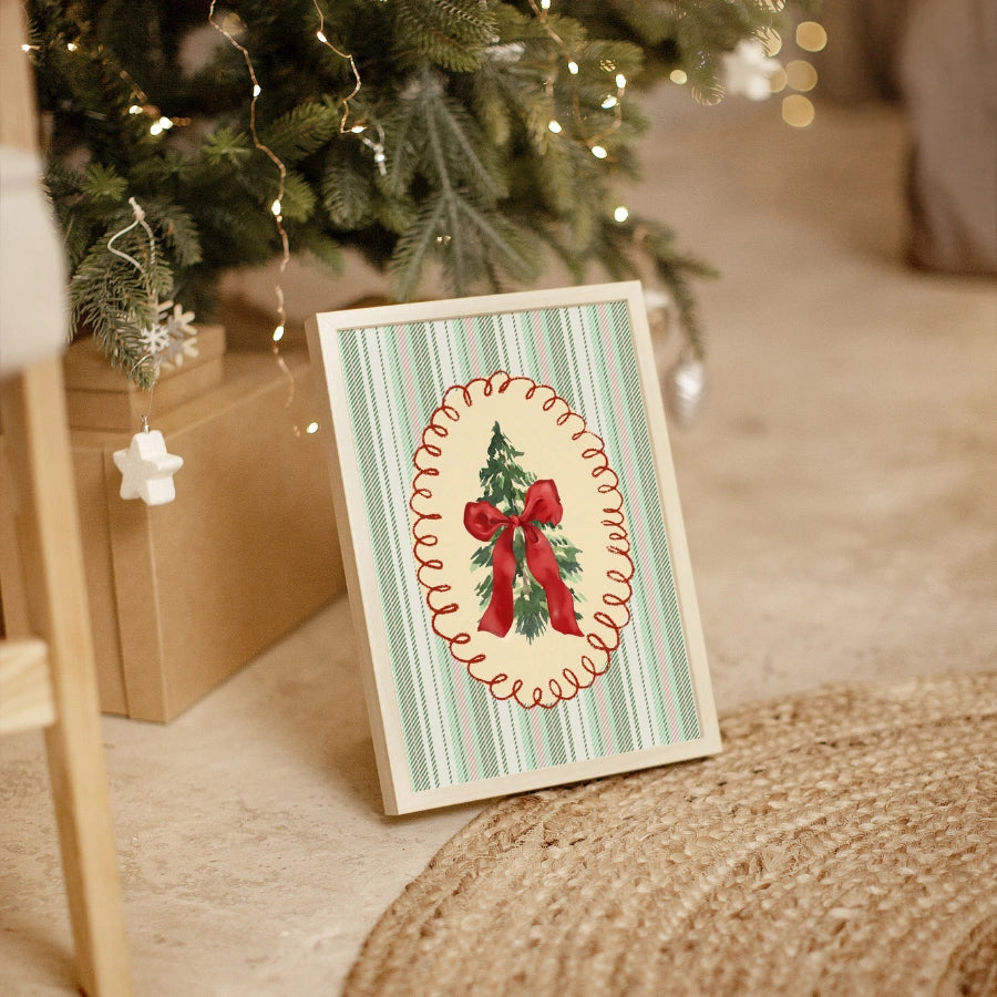 Christmas Tree Bow Wall Art – Scandi Holiday Decor