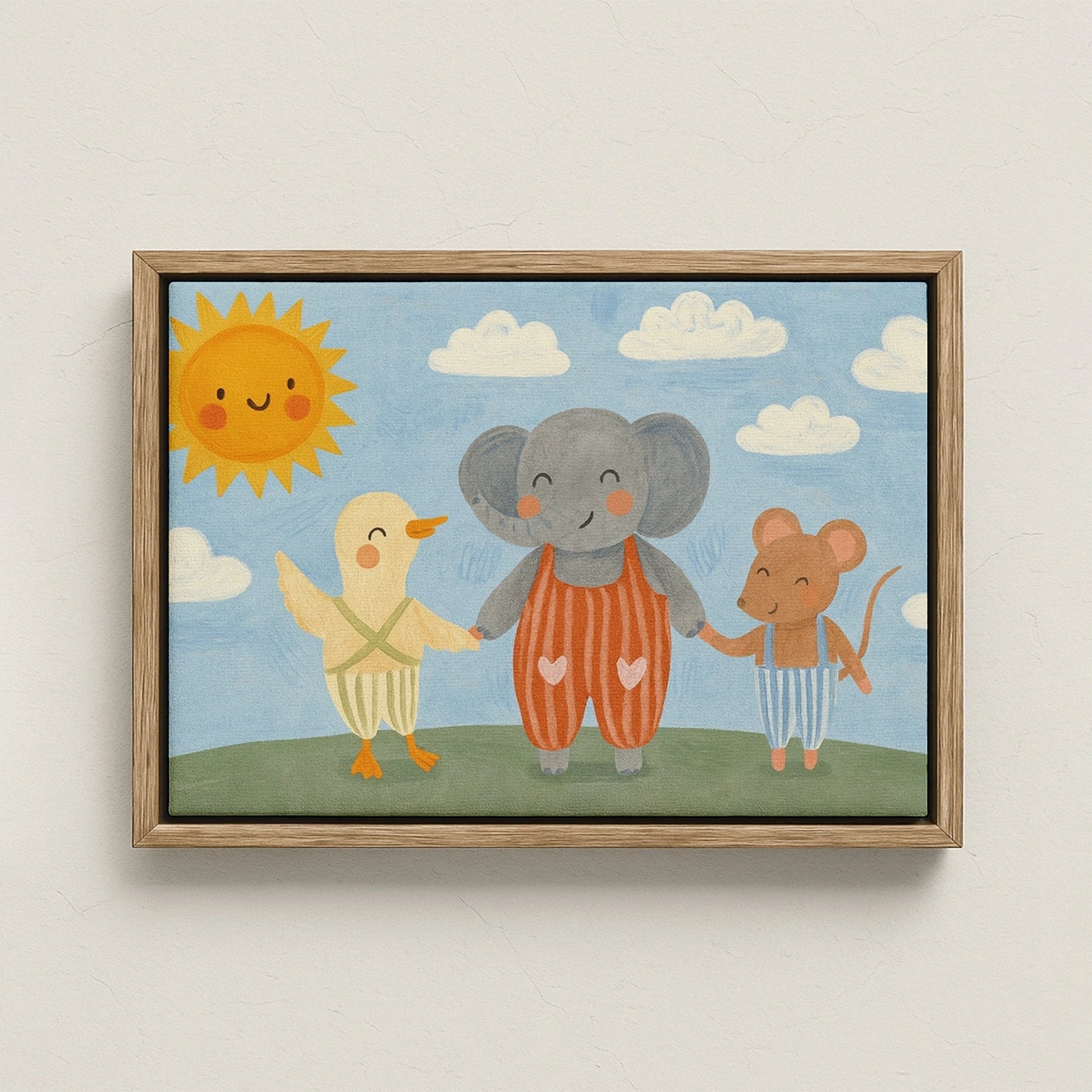 Elephant Duck and Mouse Nursery Canvas Print