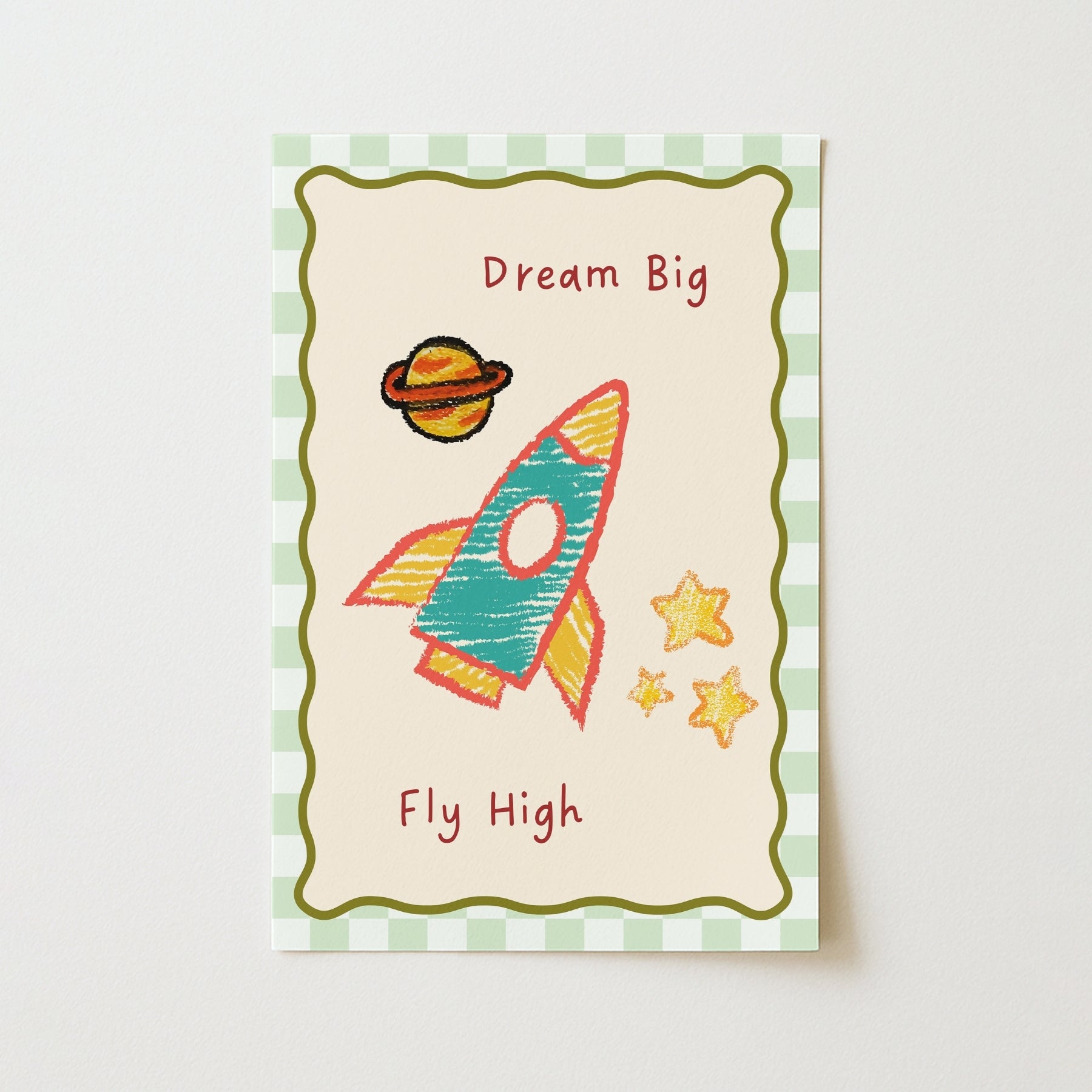 Rocket Nursery Print - Dream Big Fly High Wall Art
