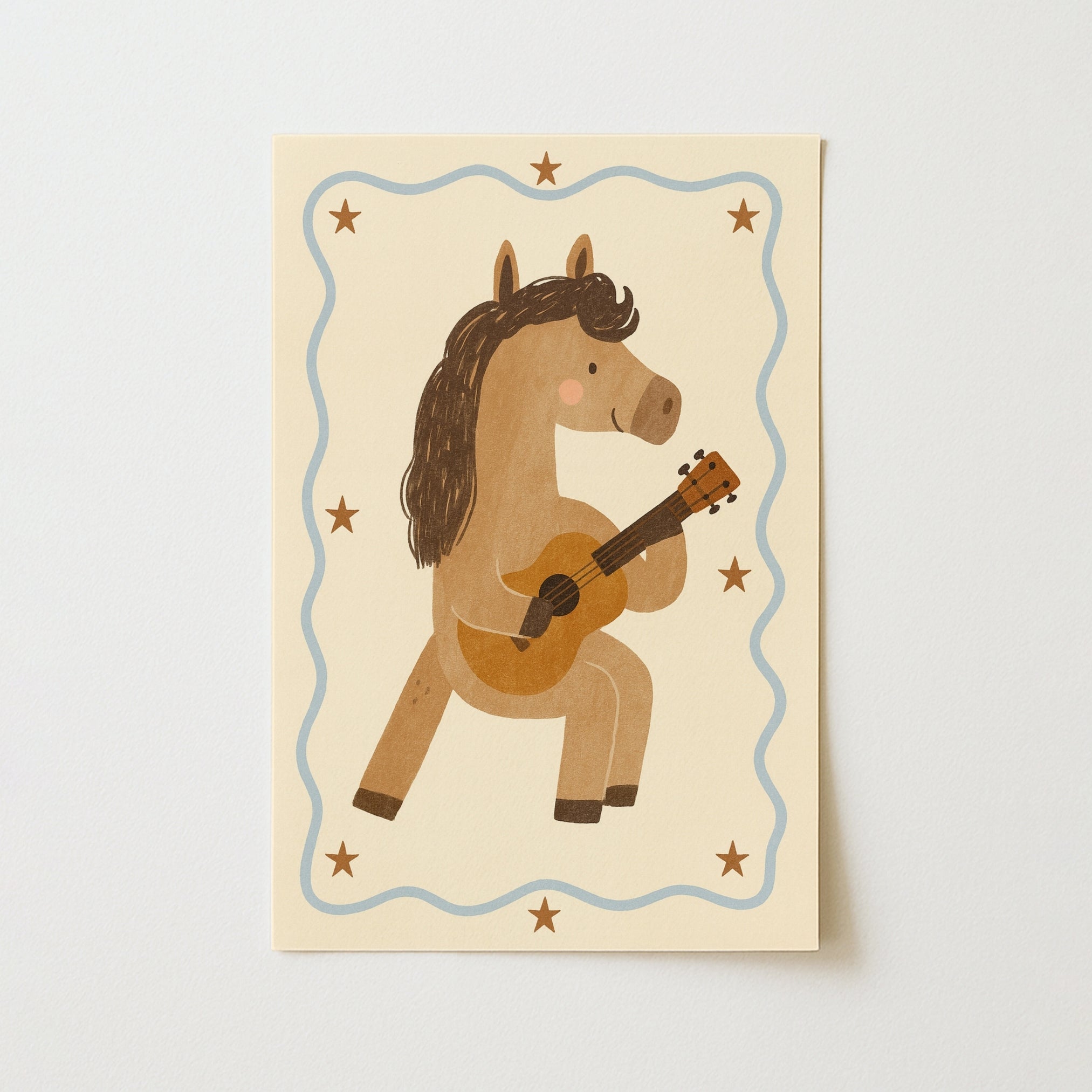 Affiche Chambre Enfant Cheval Jouant de la Guitare, Décoration Chambre Garçon