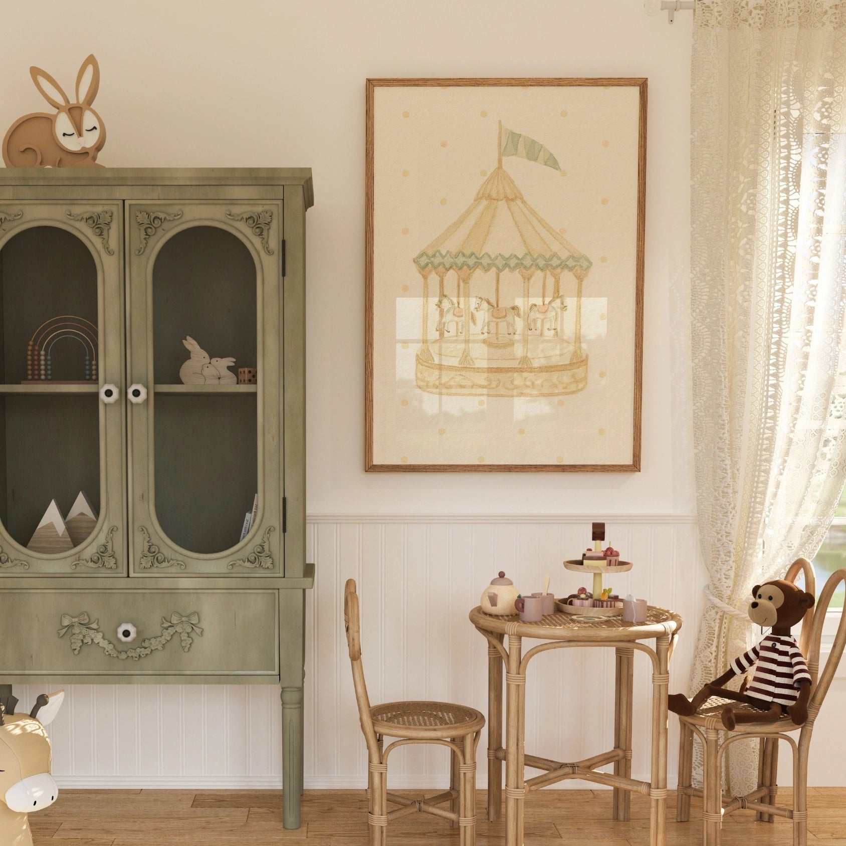 Stampa vintage per bambini con giostra