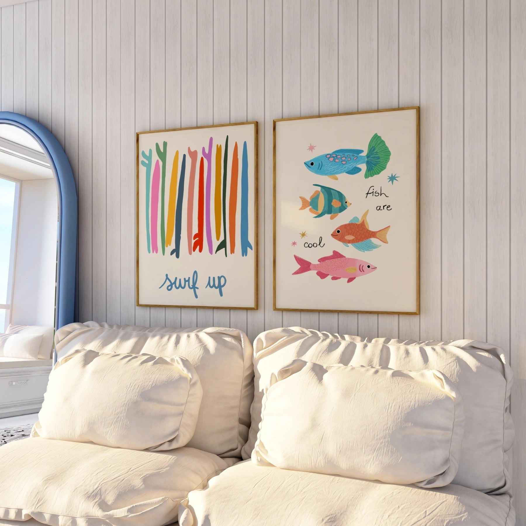 Set de 2 láminas decorativas de pared estilo costero