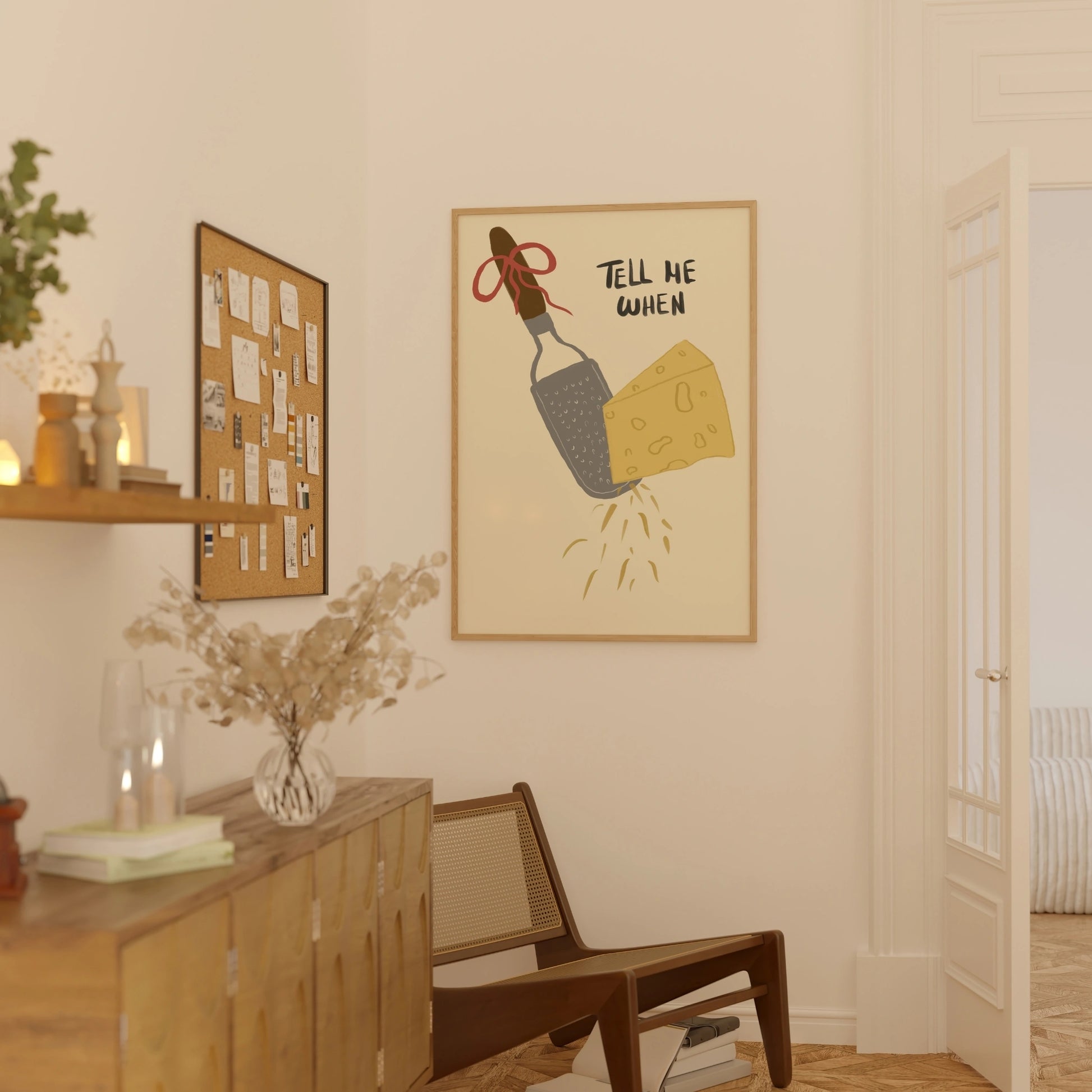 Decorazione murale per la tavola da pranzo italiana – Stampa di pasta, vino e cucina