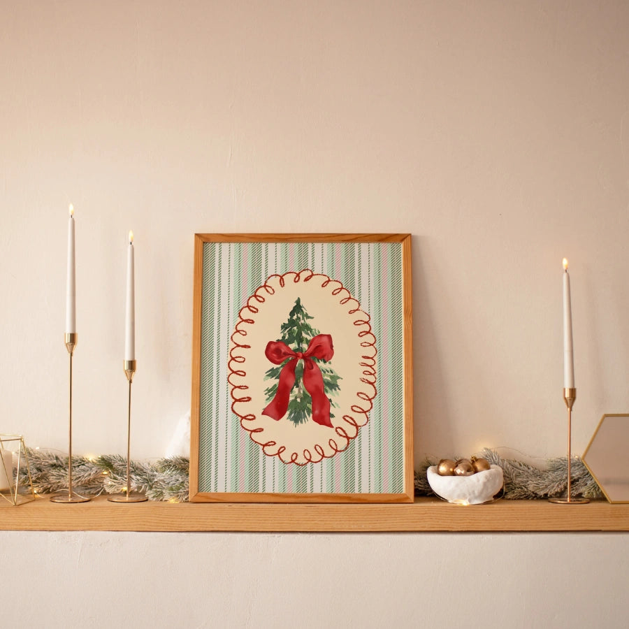 Christmas Tree Bow Wall Art – Scandi Holiday Decor