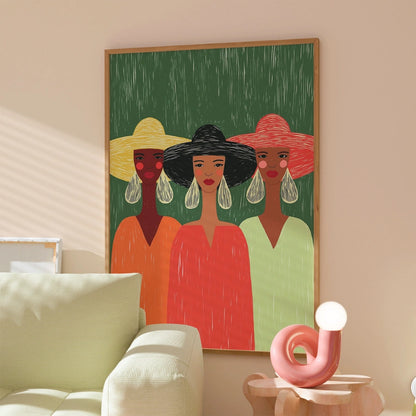 Sisterhood Wall Art – Bold Female Portrait Trio Print