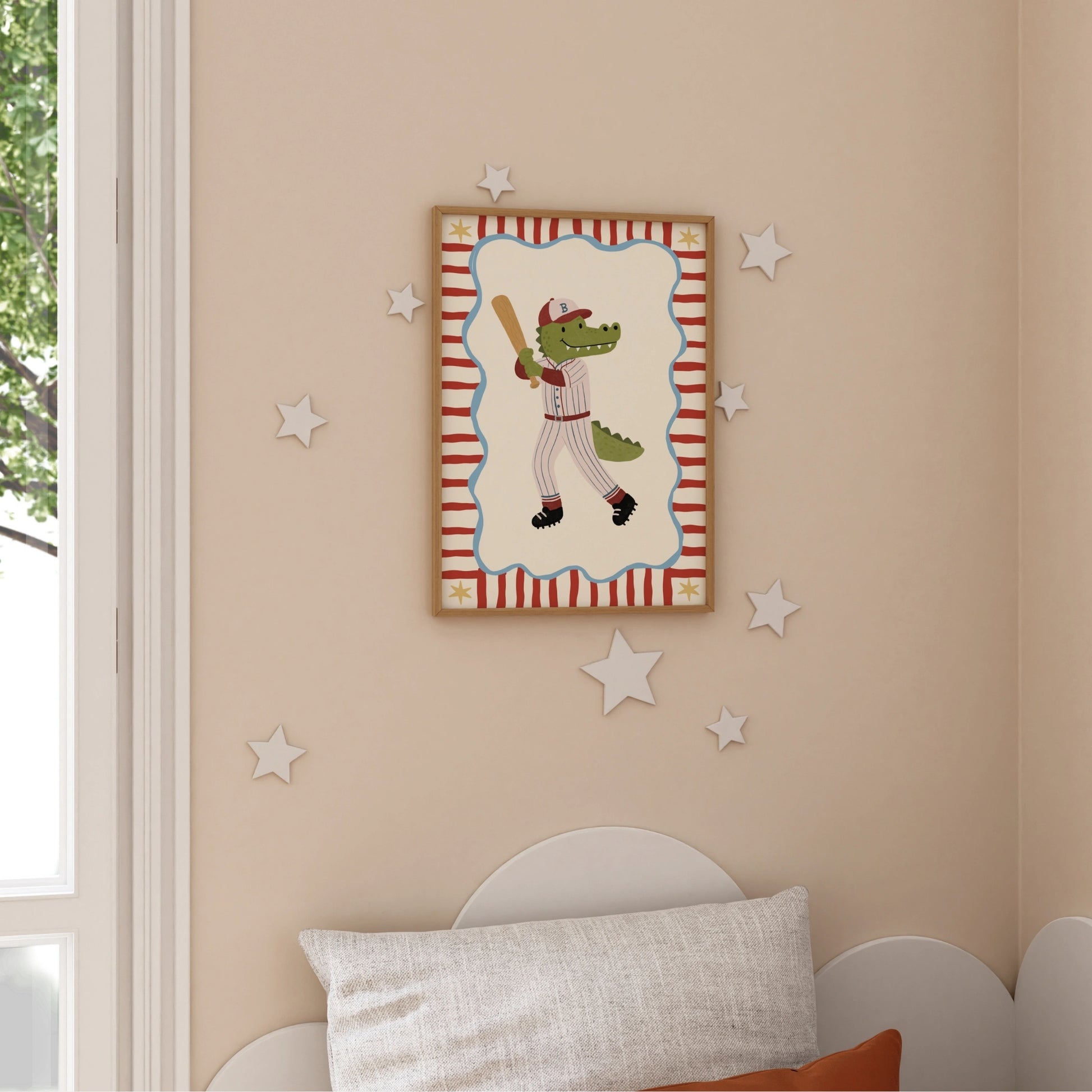 Baseball Crocodile Nursery Print