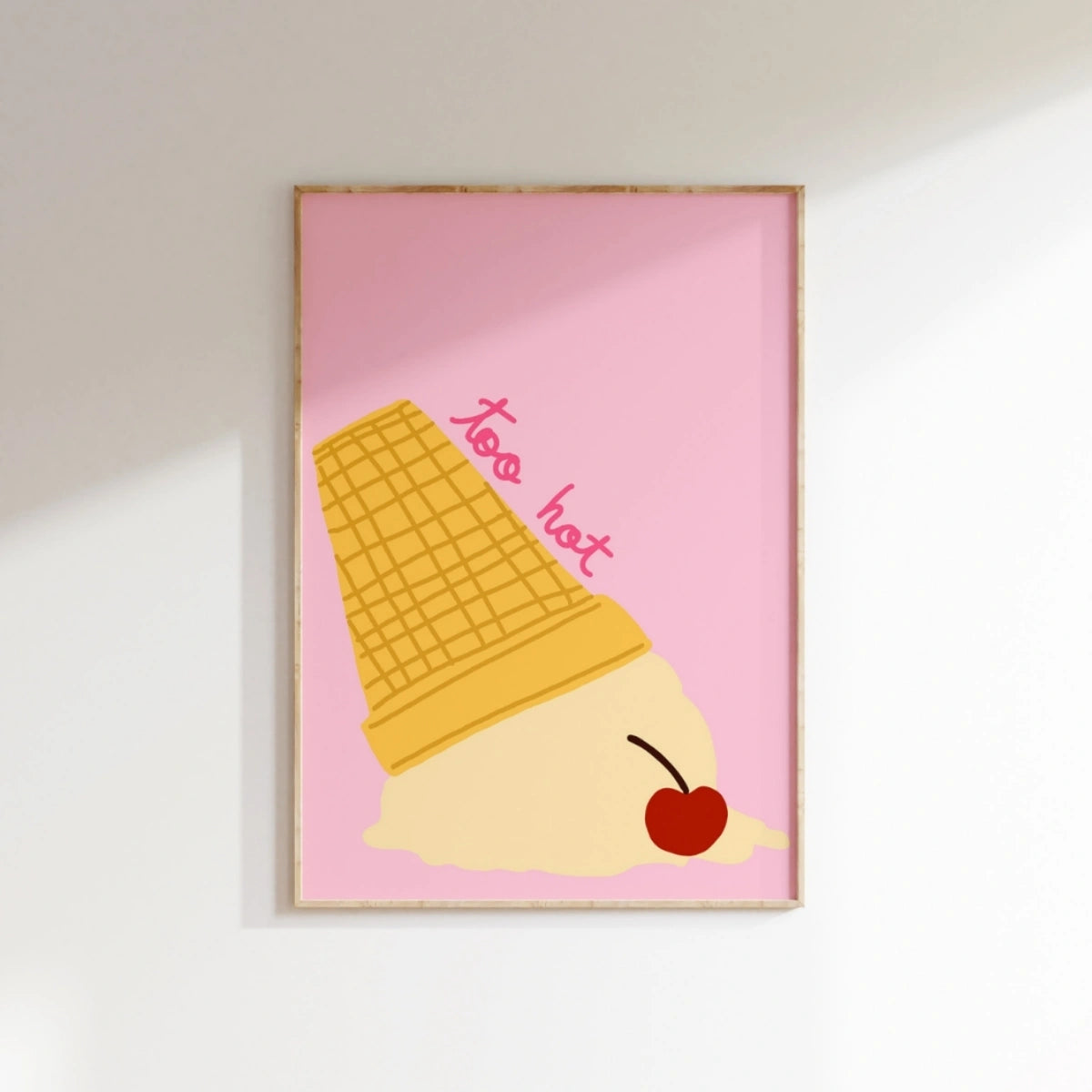 Too Hot Ice Cream Wall Art - Funny Summer Poster, Coastal Wall Decor