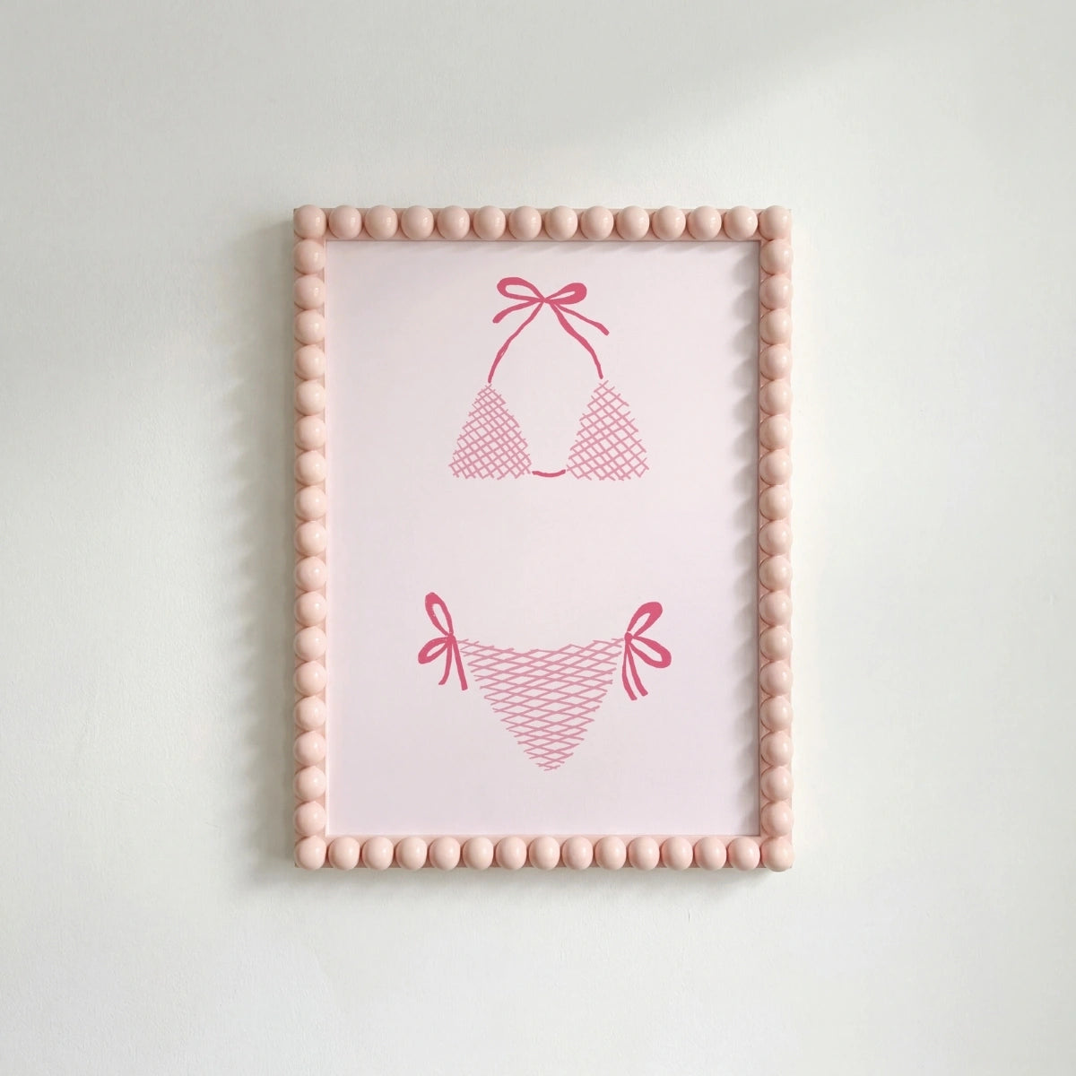 Arte de pared Bikini rosa – Póster divertido de verano, decoración costera de pared