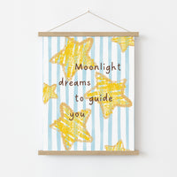 Stampa per bambini Moonlight Dreams - Arte murale a tema notte stellata per bambini