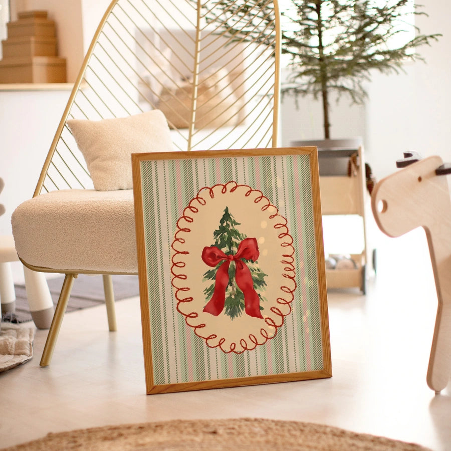 Christmas Tree Bow Wall Art – Scandi Holiday Decor
