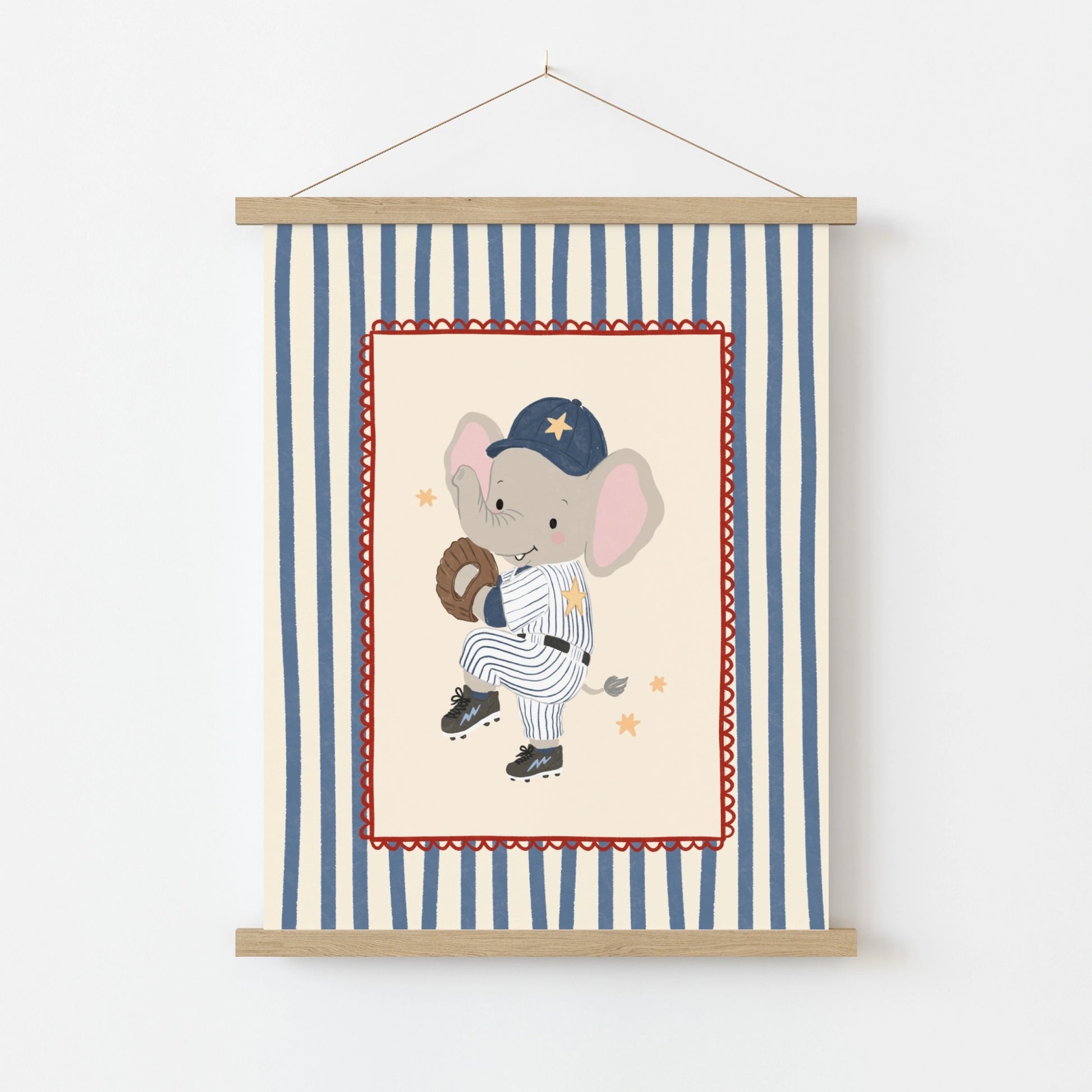 Baseball Elephant Nursery Print