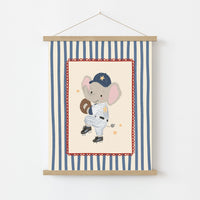 Baseball Elephant Nursery Print