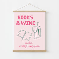 Books and Wine - Bookish Pink Print