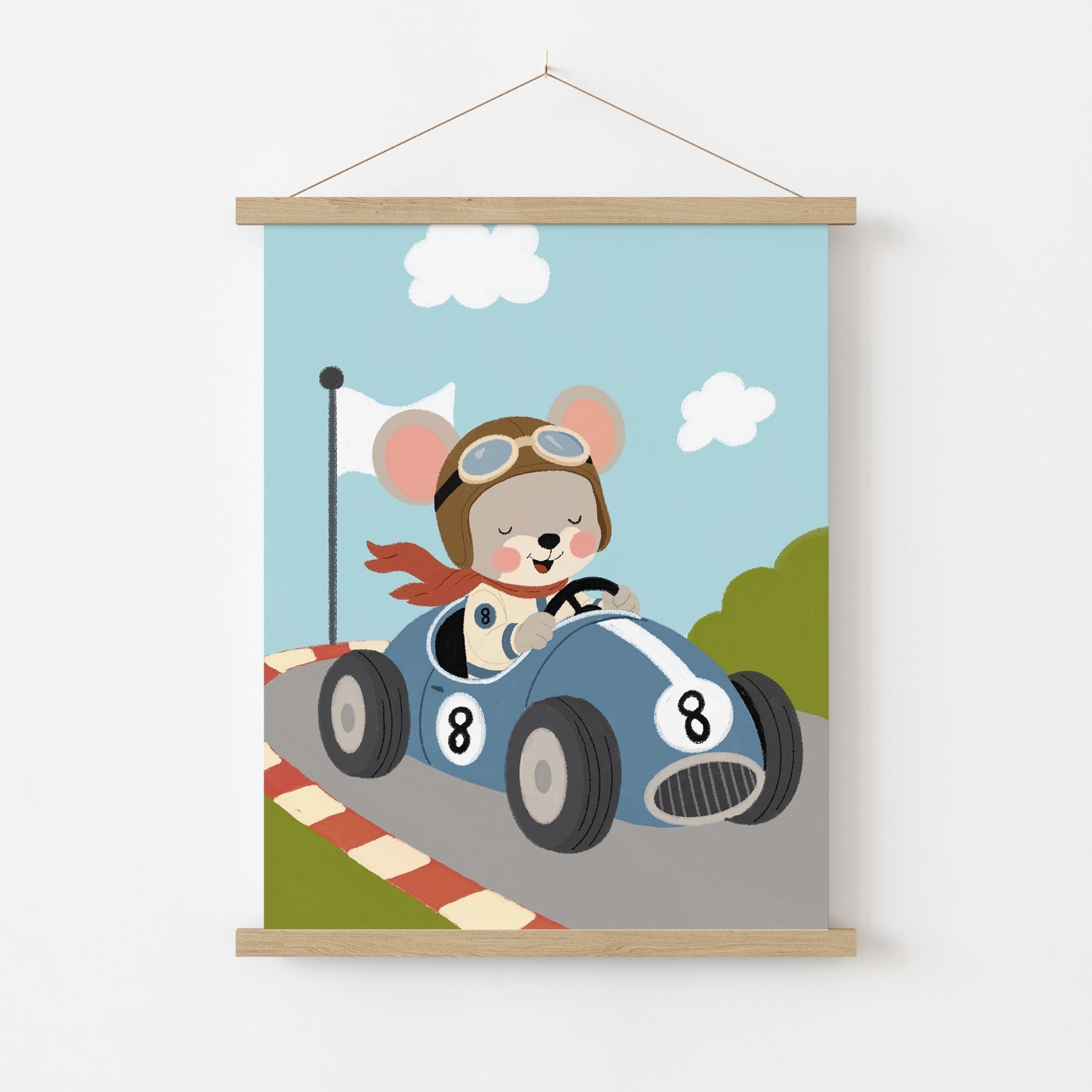 Race Car Mouse Nursery Print