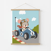 Race Car Mouse Nursery Print