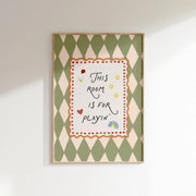 This Room Is for Playin’ in Green – Nursery & Kids Wall Art