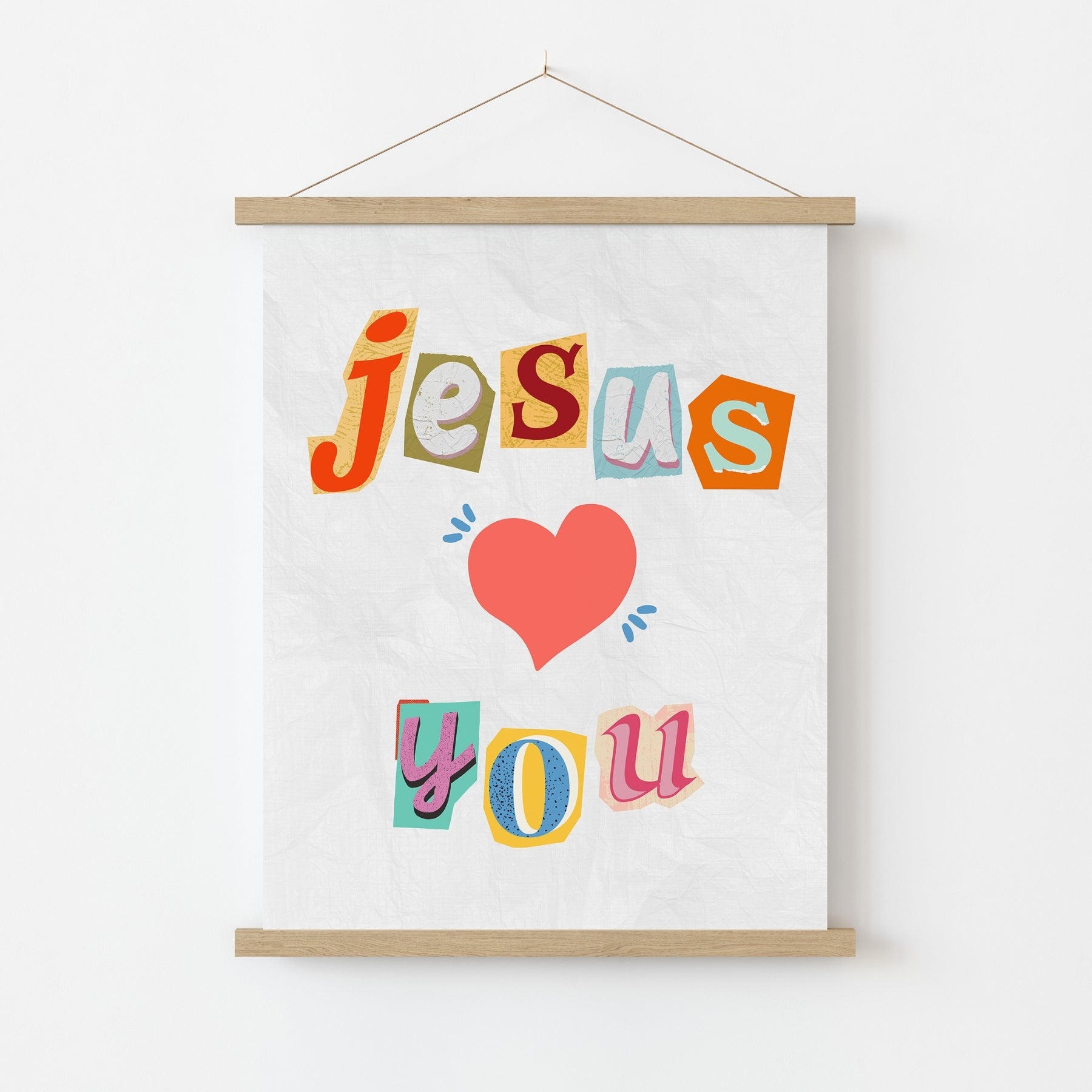 Jesus Loves You Print – Christian Collage Wall Art, Christian Wall Decor