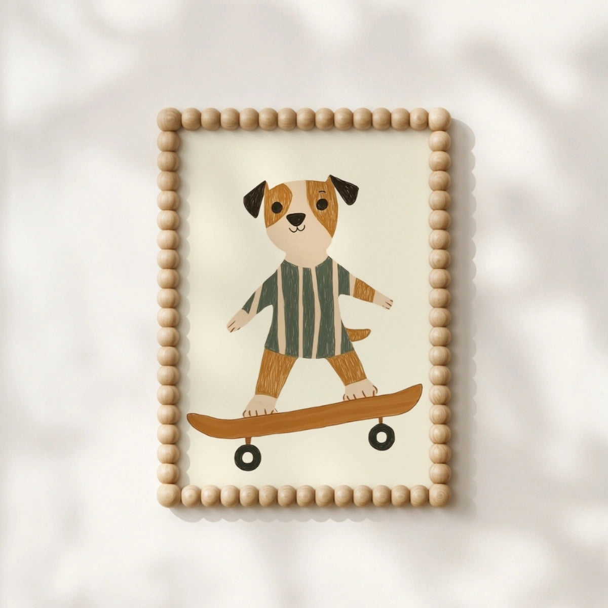 Dog on Skateboard Wall Art, Puppy Nursery Print, Boys Room Decor