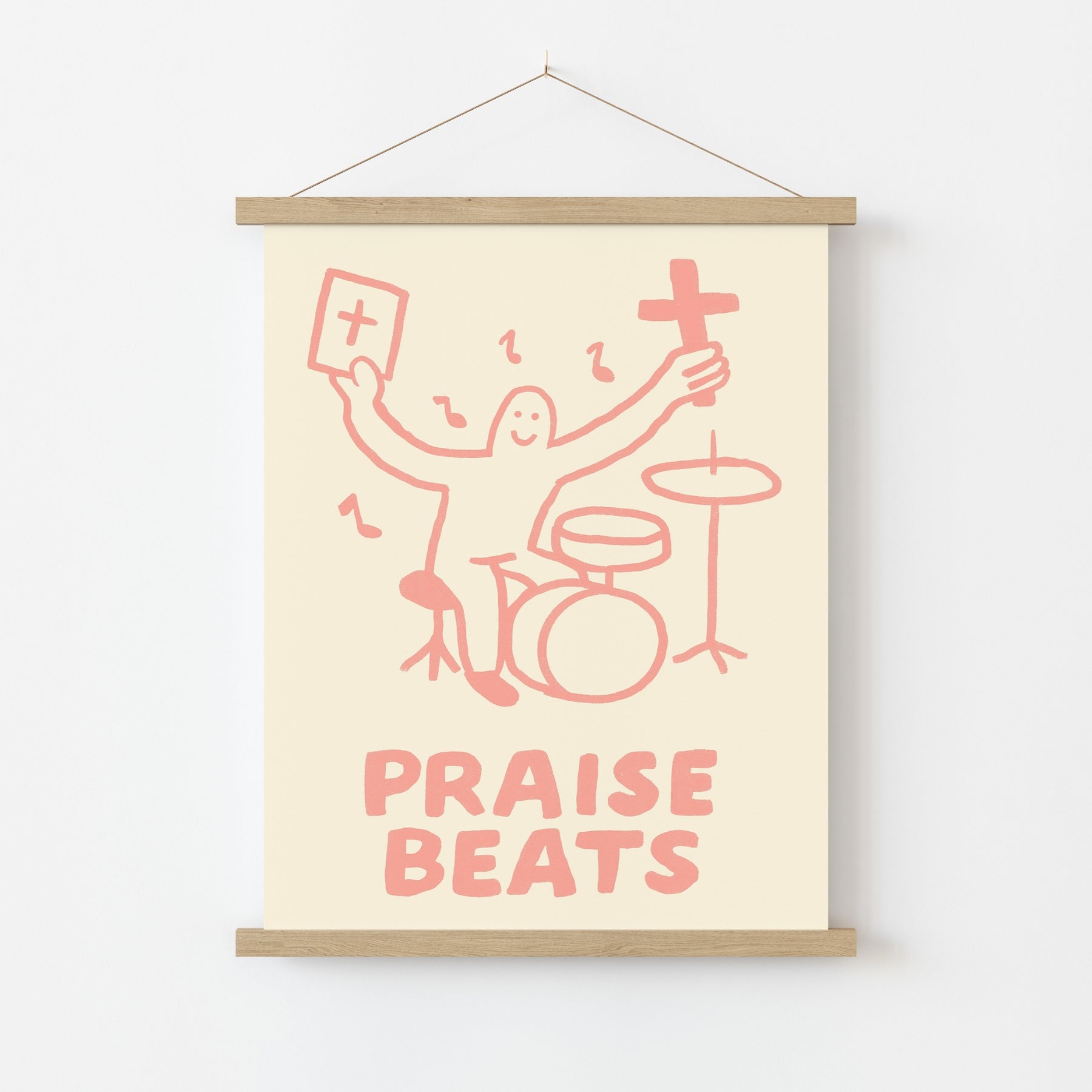 Praise Beats Christian Wall Art – Funny Drummer Bible Quote Print, Christian Wall Decor