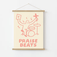 Praise Beats Christian Wall Art – Funny Drummer Bible Quote Print, Christian Wall Decor