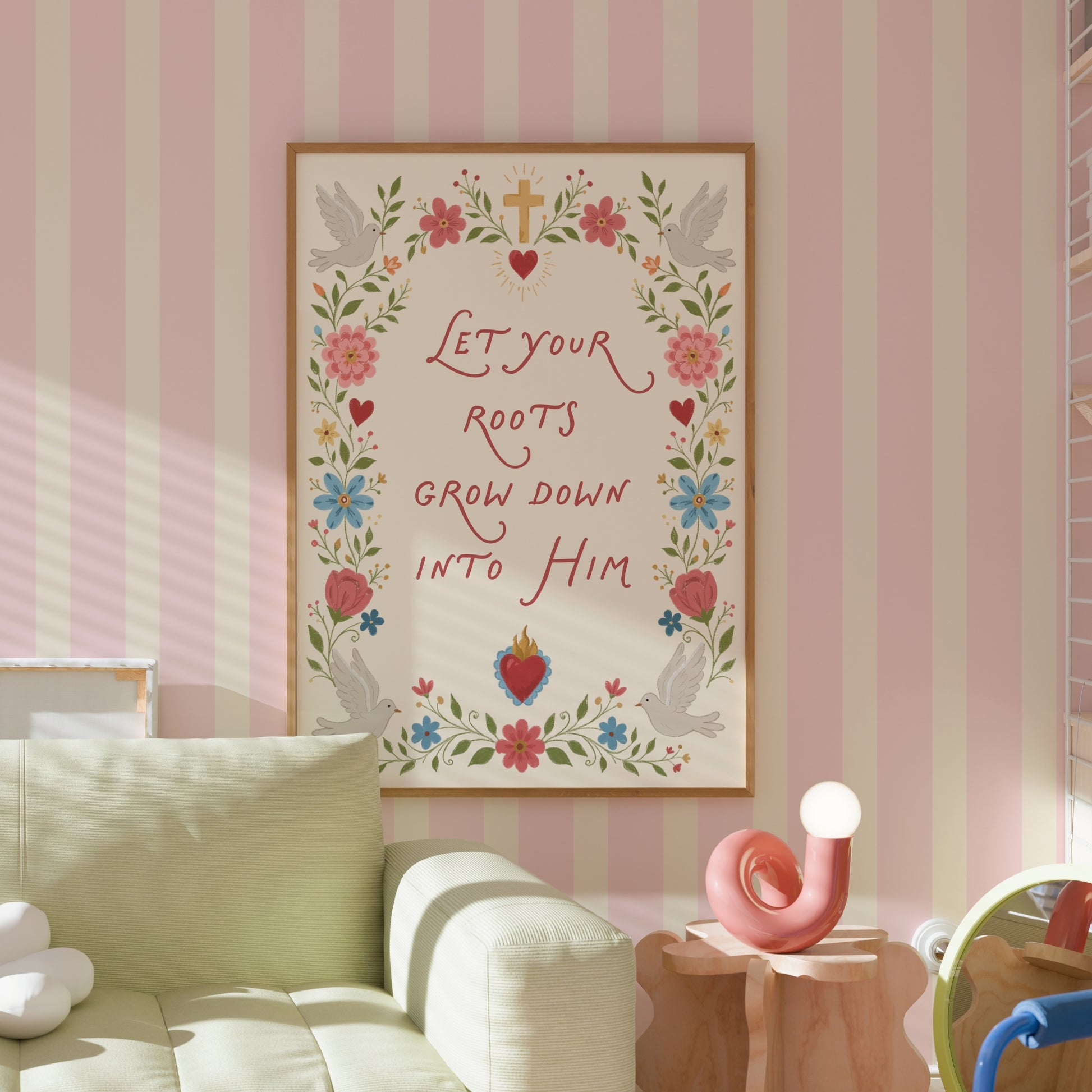 Decoración con versículo bíblico floral, decoración cristiana de pared