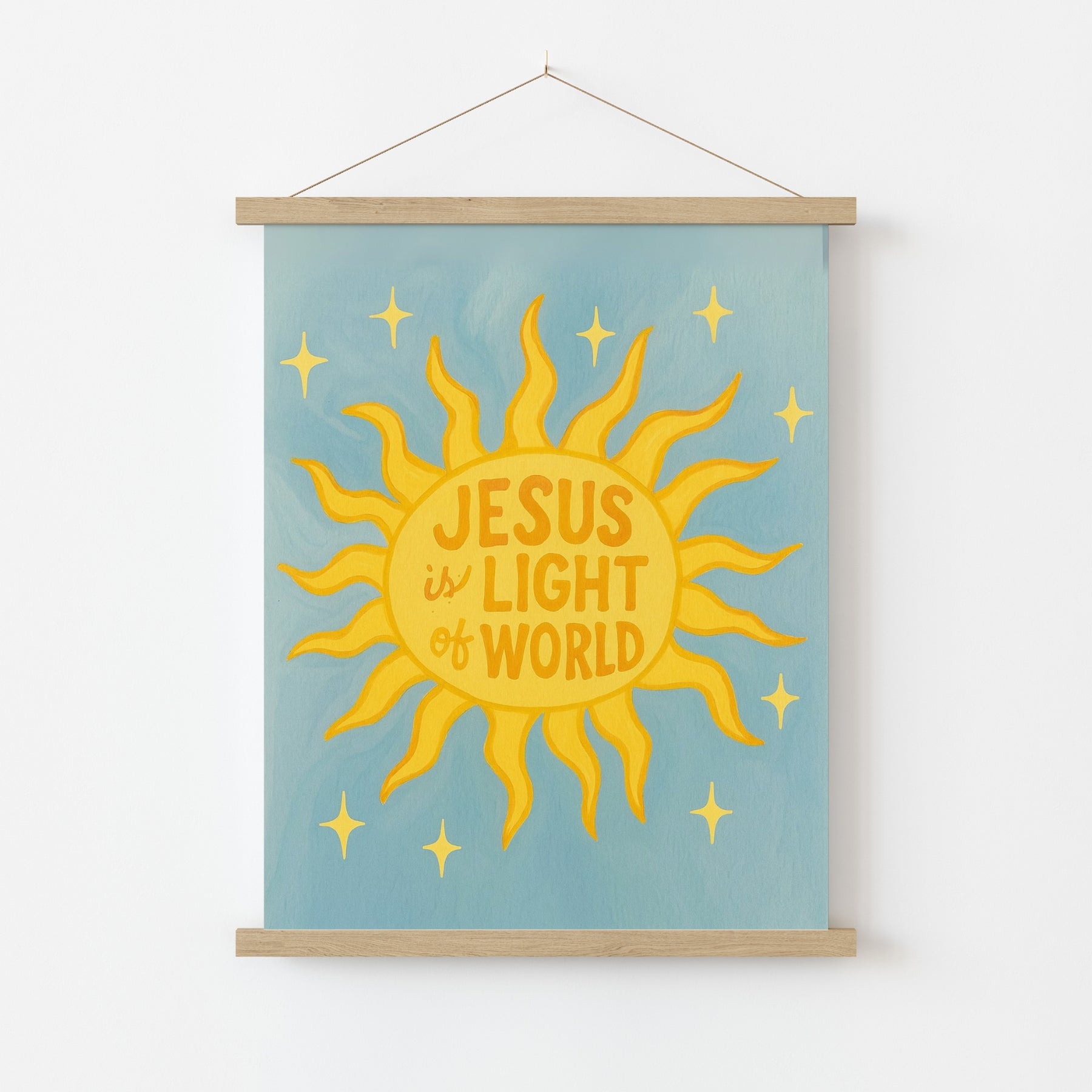 Jesus Is the Light of the World Wall Art – Christian Sun Illustration Print, Christian Wall Decor