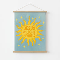 Jesus Is the Light of the World Wall Art – Christian Sun Illustration Print, Christian Wall Decor