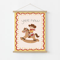 Affiche murale pour chambre de bébé cowboy avec inscription « Yee Haw »