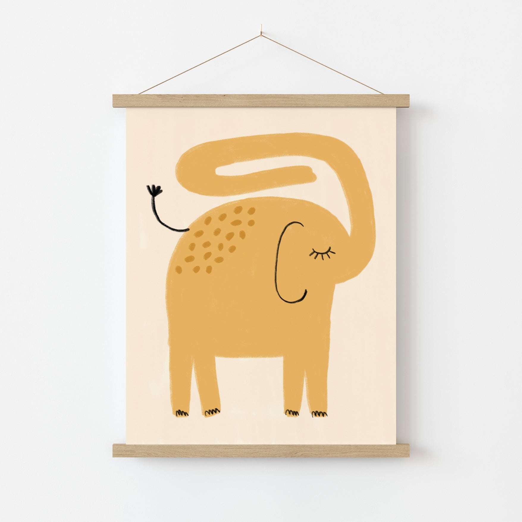 Orange Elephant Wall Art – Minimalist Nursery Poster