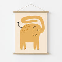 Orange Elephant Wall Art – Minimalist Nursery Poster