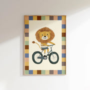 Lion on Bike – Nursery & kids wall art