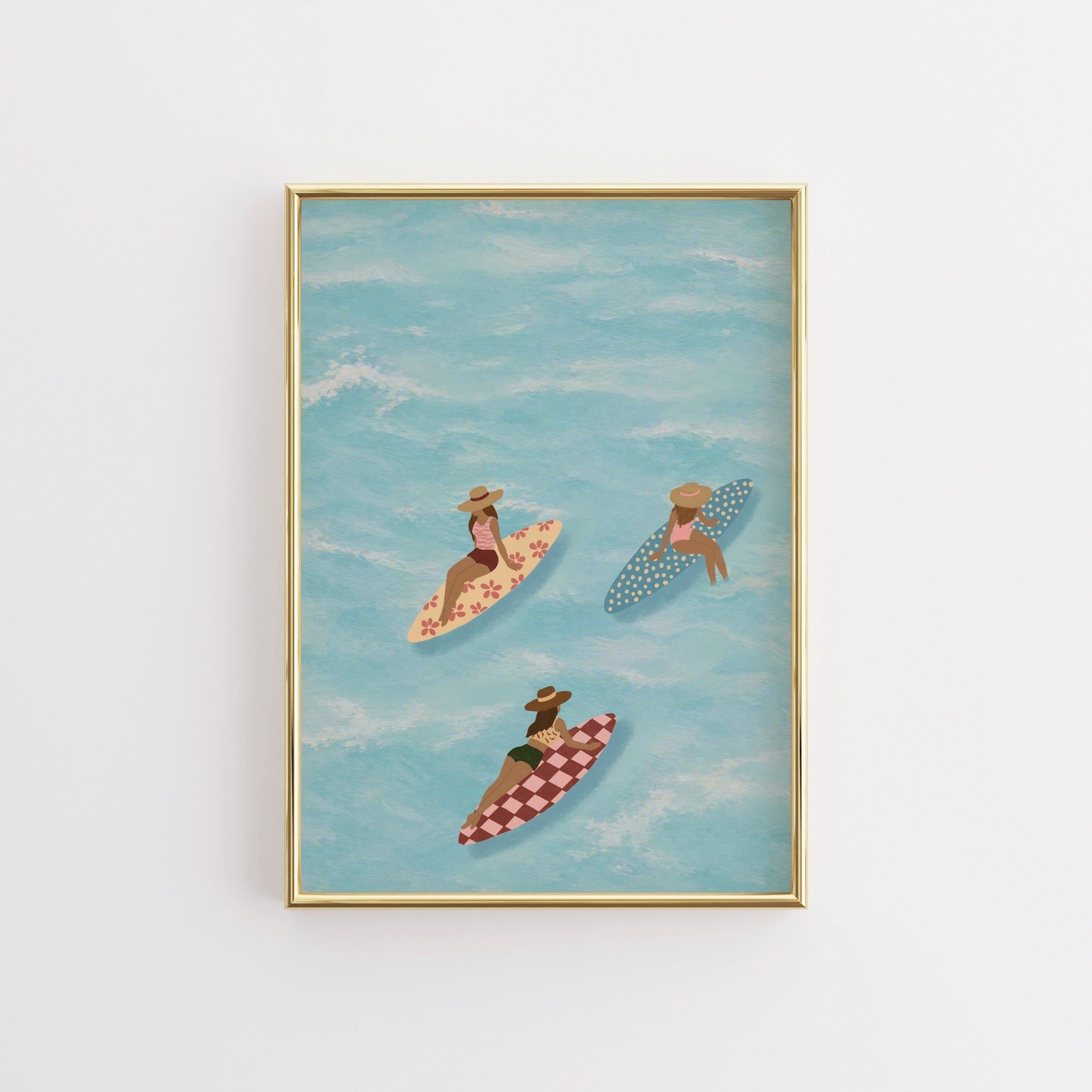 Ocean Surfers Poster, Coastal Wall Decor