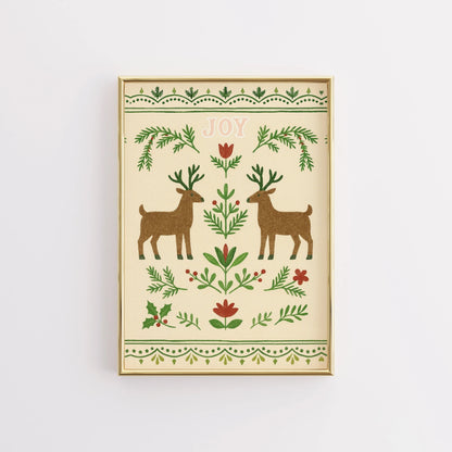 Joy Reindeer Christmas Print