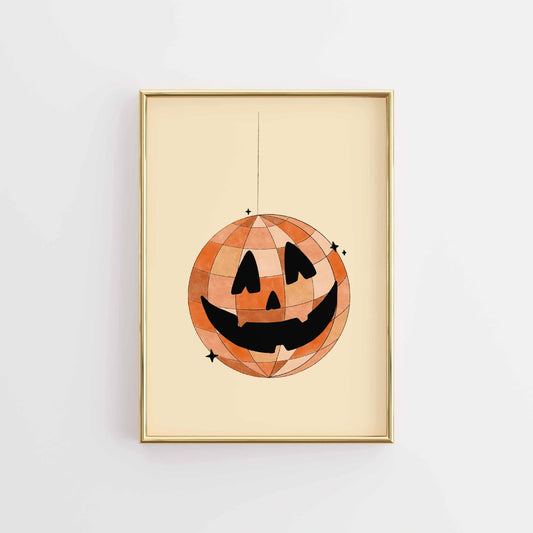 Jack-O'-Lantern Disco Ball Print – Halloween Wall Art