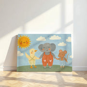 Elephant Duck and Mouse – Décoration murale sur toile pour chambre de bébé et enfants