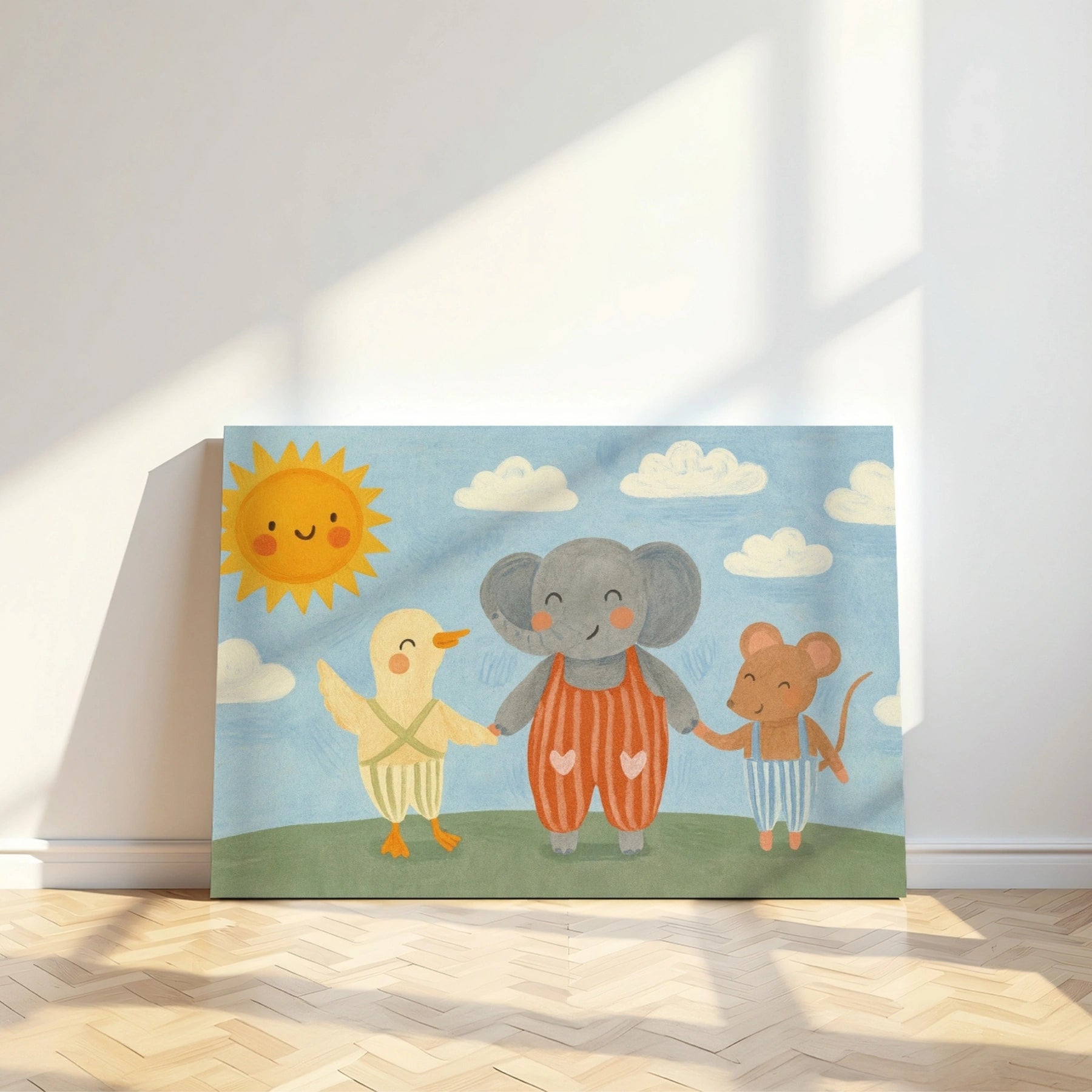Elephant Duck and Mouse Nursery Canvas Print